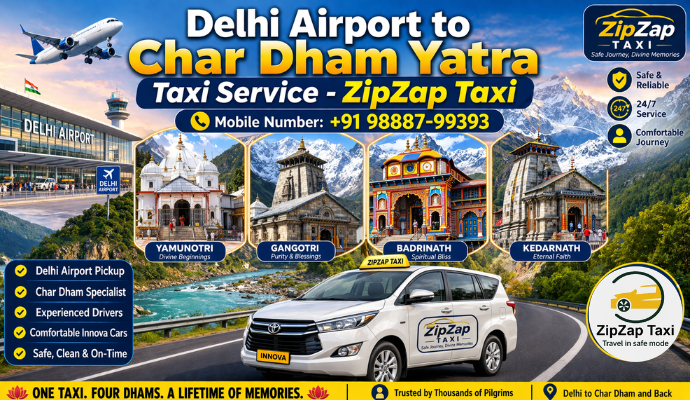 Delhi Airport to Char Dham Yatra Taxi Service - ZipZap Taxi