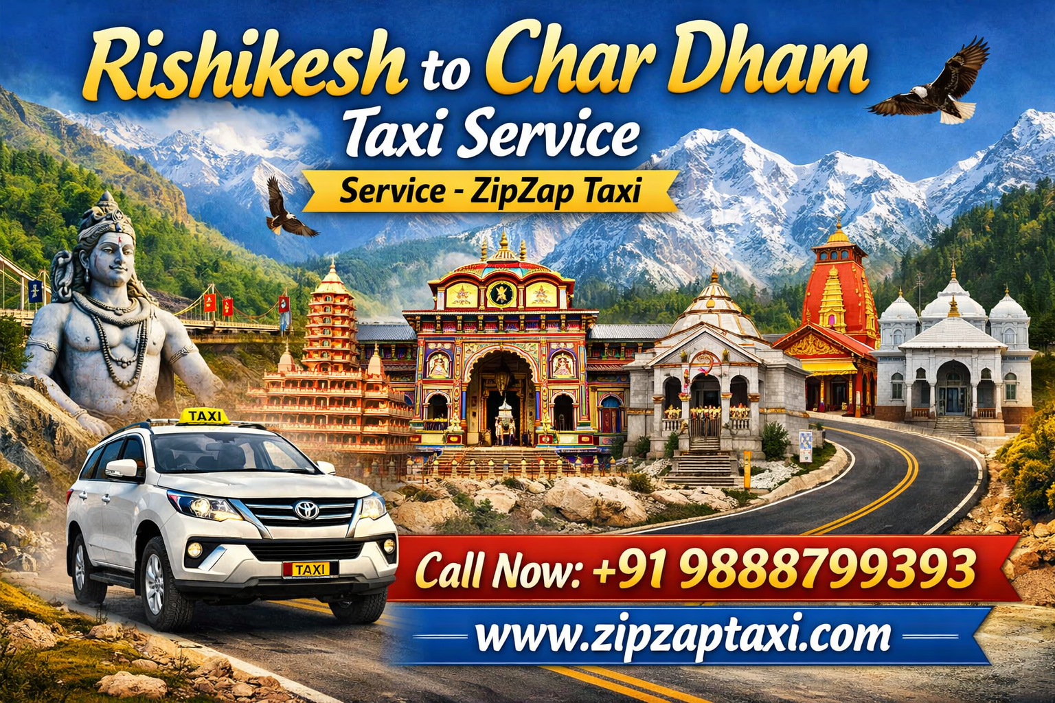 Rishikesh to Chardham Yatra Uttarakhand Taxi Service 2026 – ZipZap Taxi