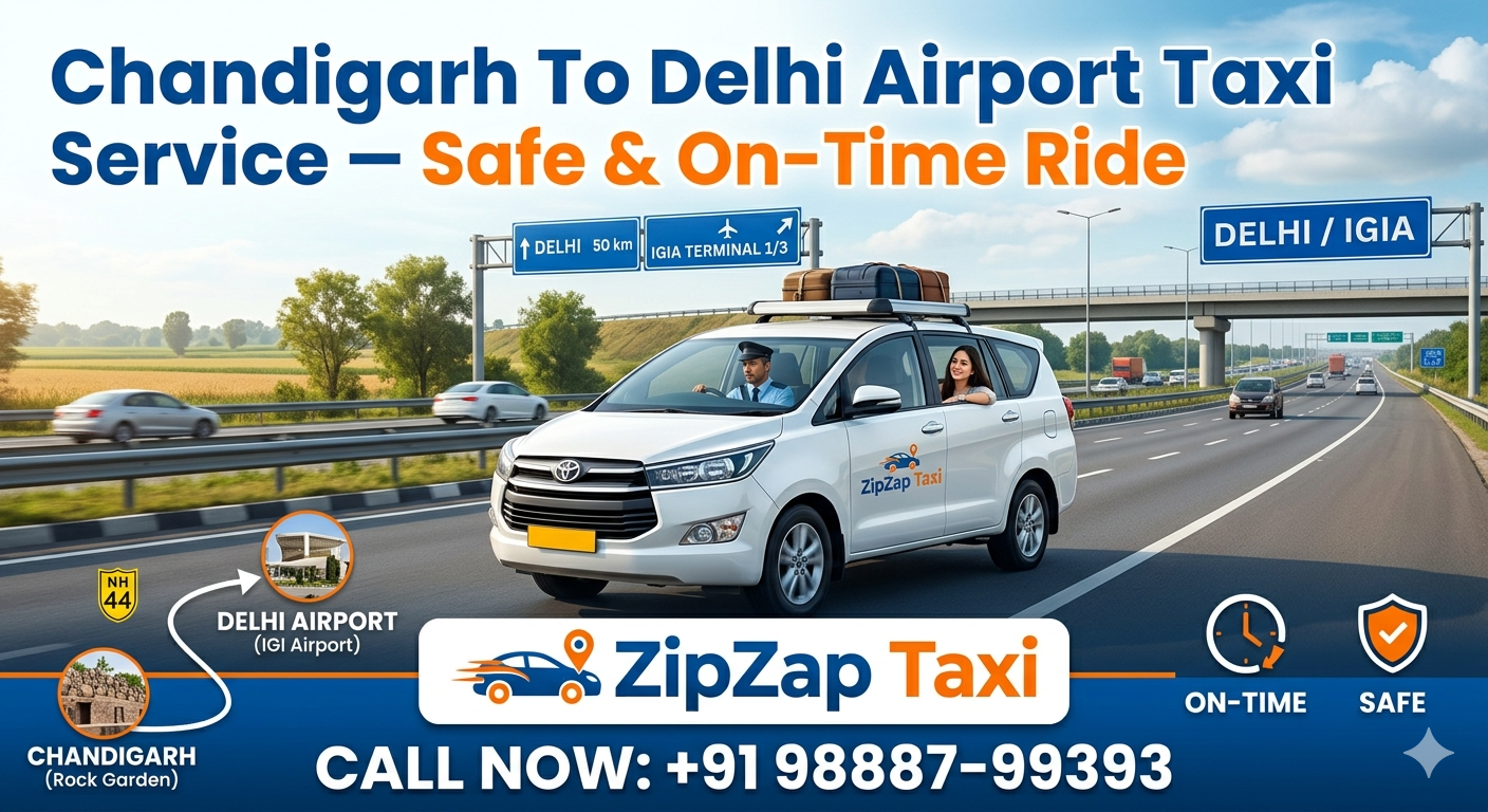 Chandigarh to Delhi Airport Taxi Service – Safe & On-Time Ride