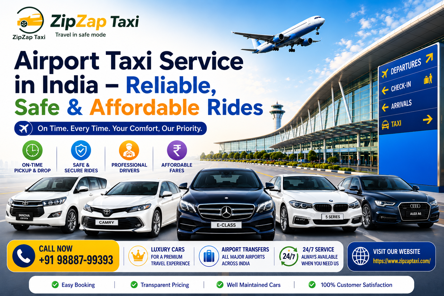 Airport Taxi Service in India – Reliable, Safe & Affordable Rides with ZipZap Taxi