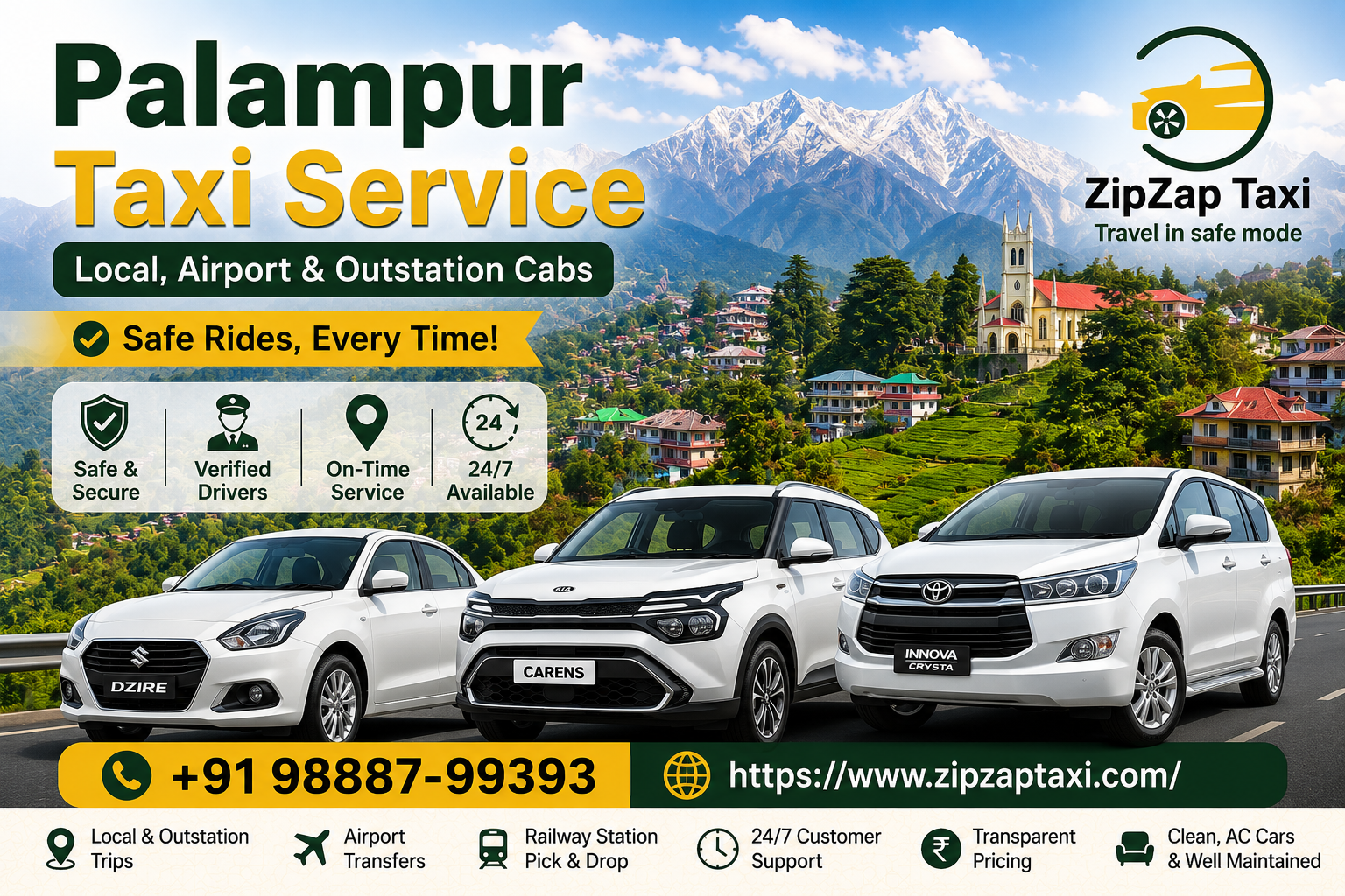 Palampur Taxi Service – Local, Airport & Outstation Cabs | ZipZap Taxi