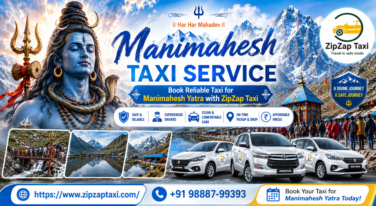 Manimahesh Taxi Service 2026 – Book Reliable Taxi for Manimahesh Yatra with ZipZap Taxi